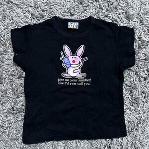 Y2K Black Jack Funny Flirty Baby Tee Shirt Size S